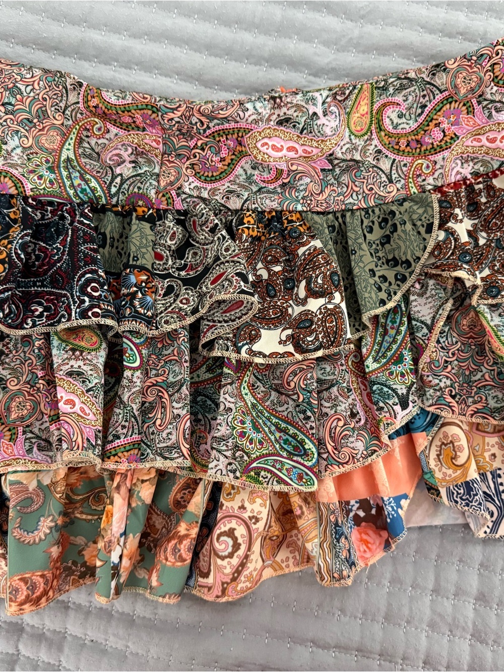 SHEIN Multi-Color Paisley Ruffle Mini Skirt - Picture 5 of 8